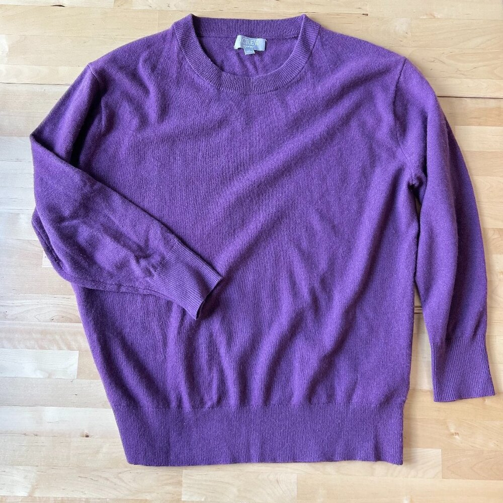 J.Crew Cashmere Relaxed Crewneck Sweater XS Dusty Purple
